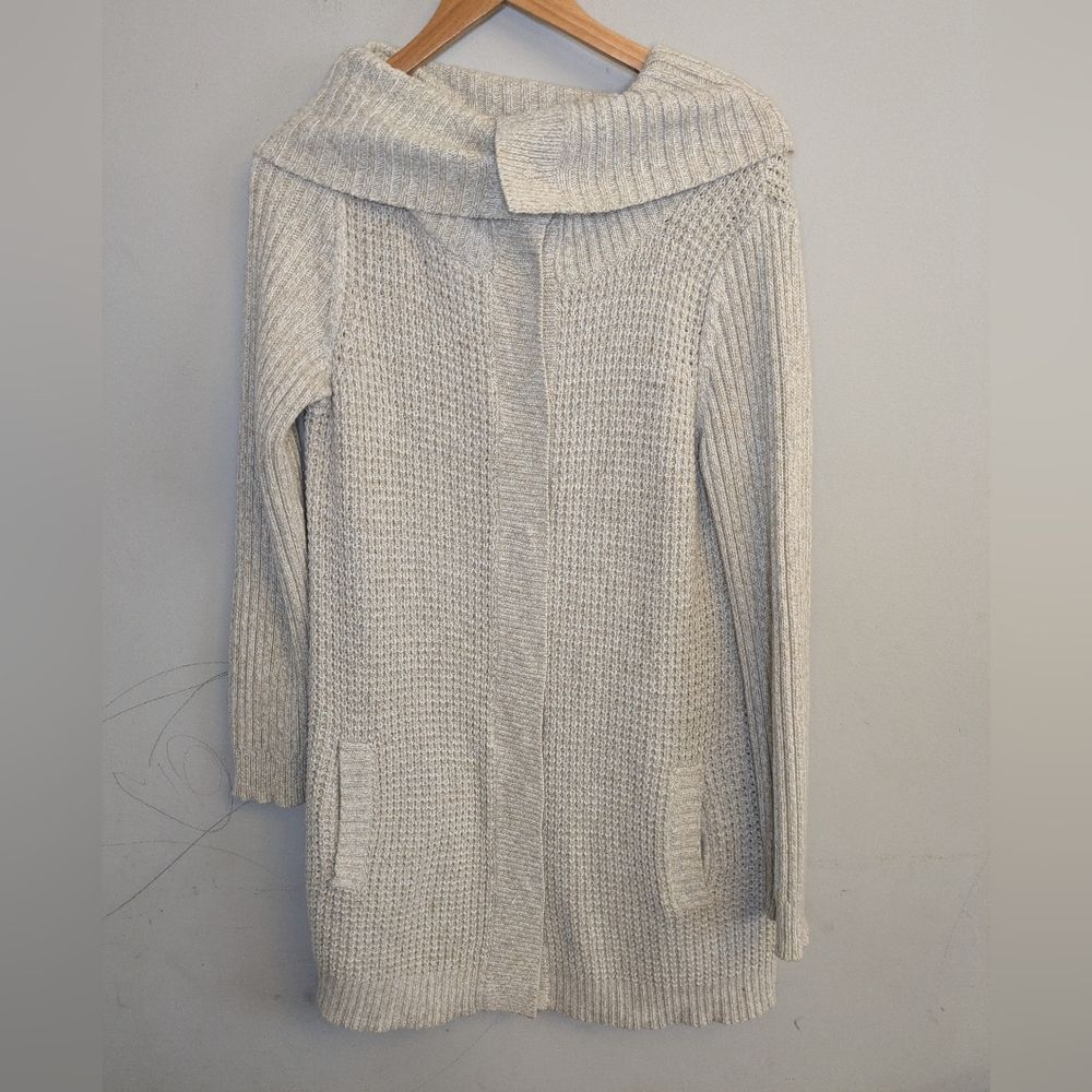 Old Navy Long Thick Wool Fisherman Cardigan Sweater Size L Vintage